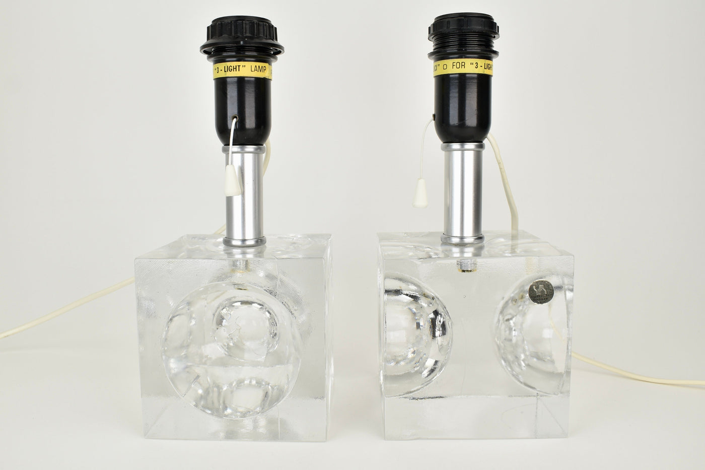 Stunning Set of Crystal Cubic Modernist Table Lamps