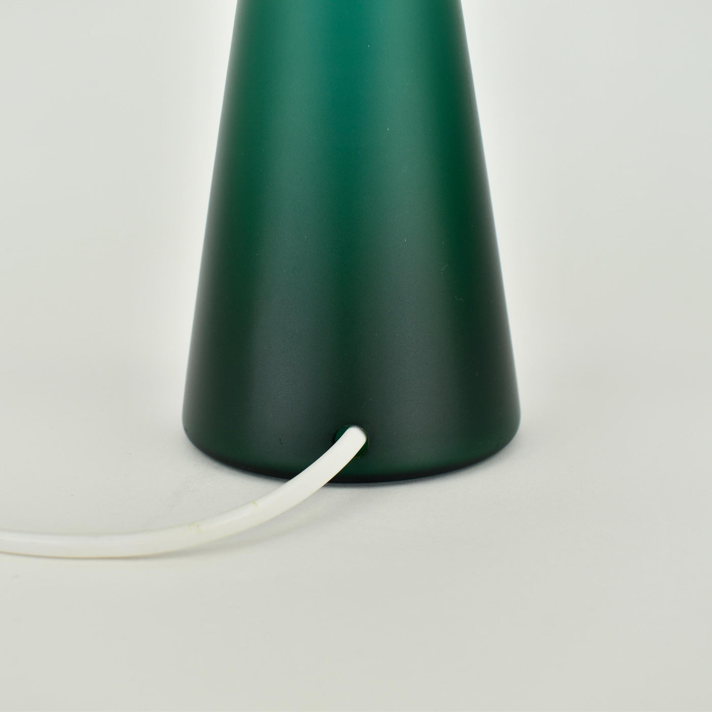Murano Mid Century Modern Table Lamp Satined Glass Emerald Green