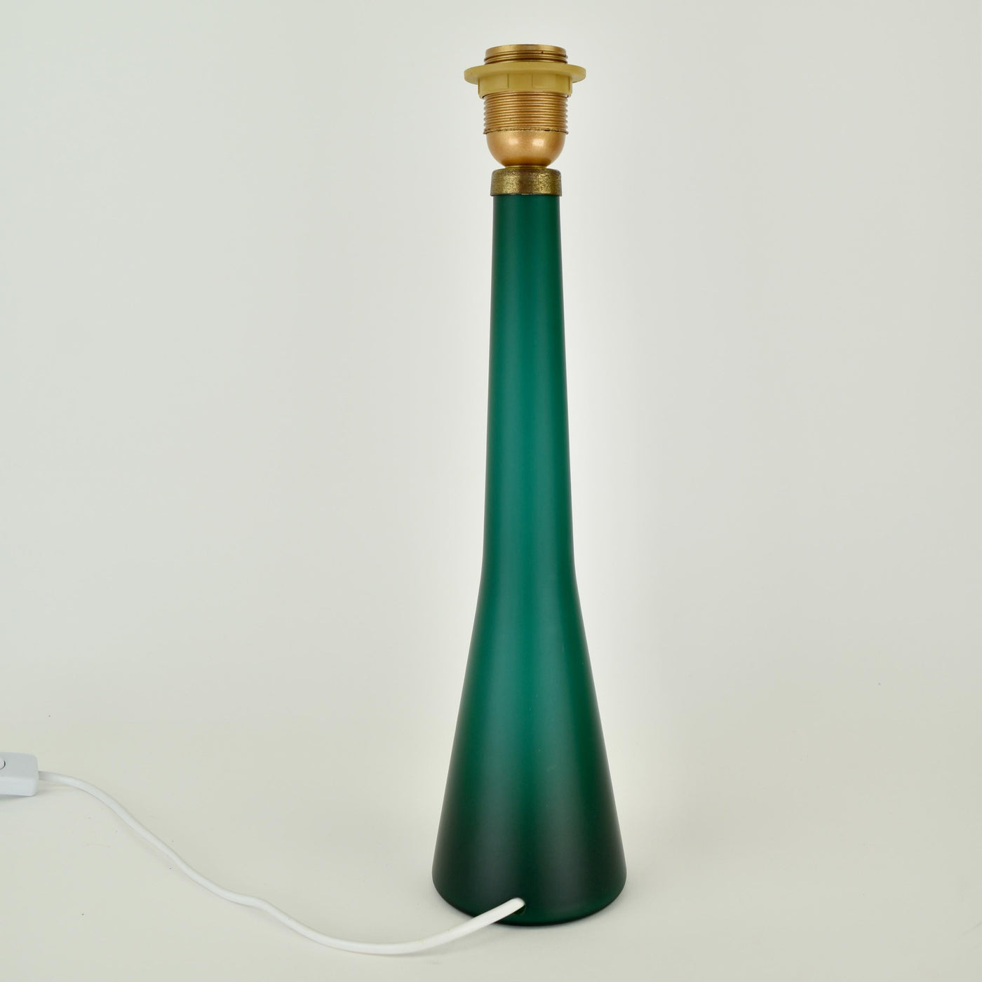 Murano Mid Century Modern Table Lamp Satined Glass Emerald Green