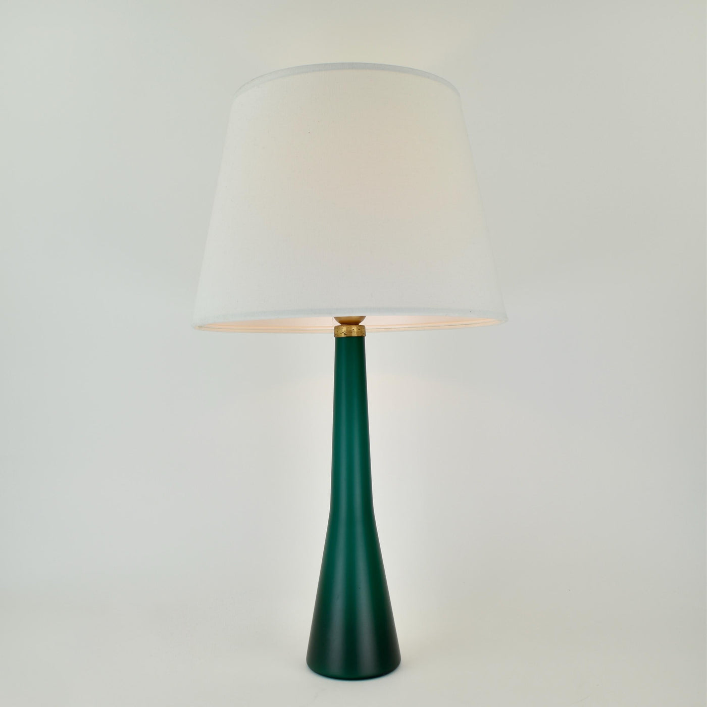 Murano Mid Century Modern Table Lamp Satined Glass Emerald Green