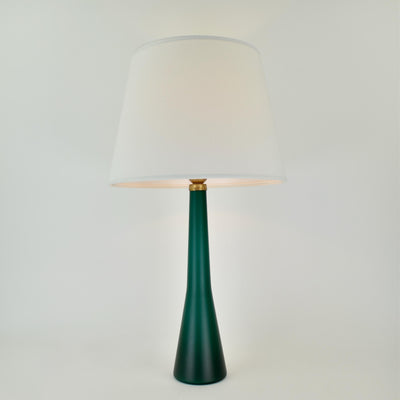 Murano Mid Century Modern Table Lamp Satined Glass Emerald Green