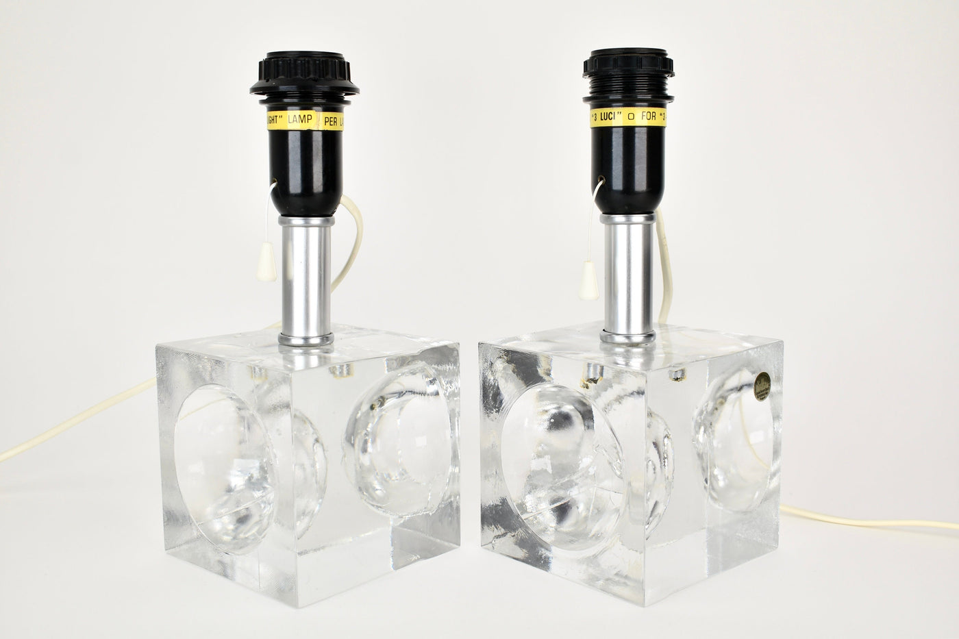 Stunning Set of Crystal Cubic Modernist Table Lamps