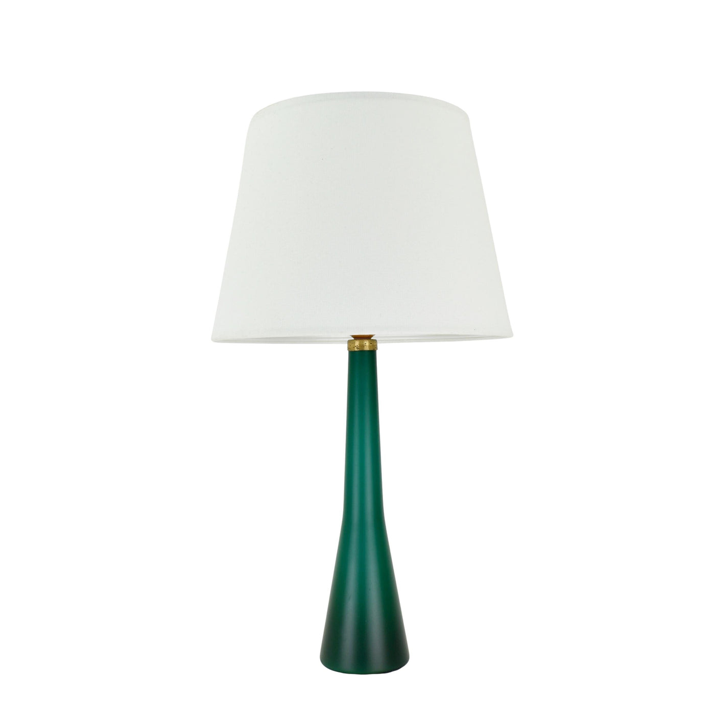 Murano Mid Century Modern Table Lamp Satined Glass Emerald Green