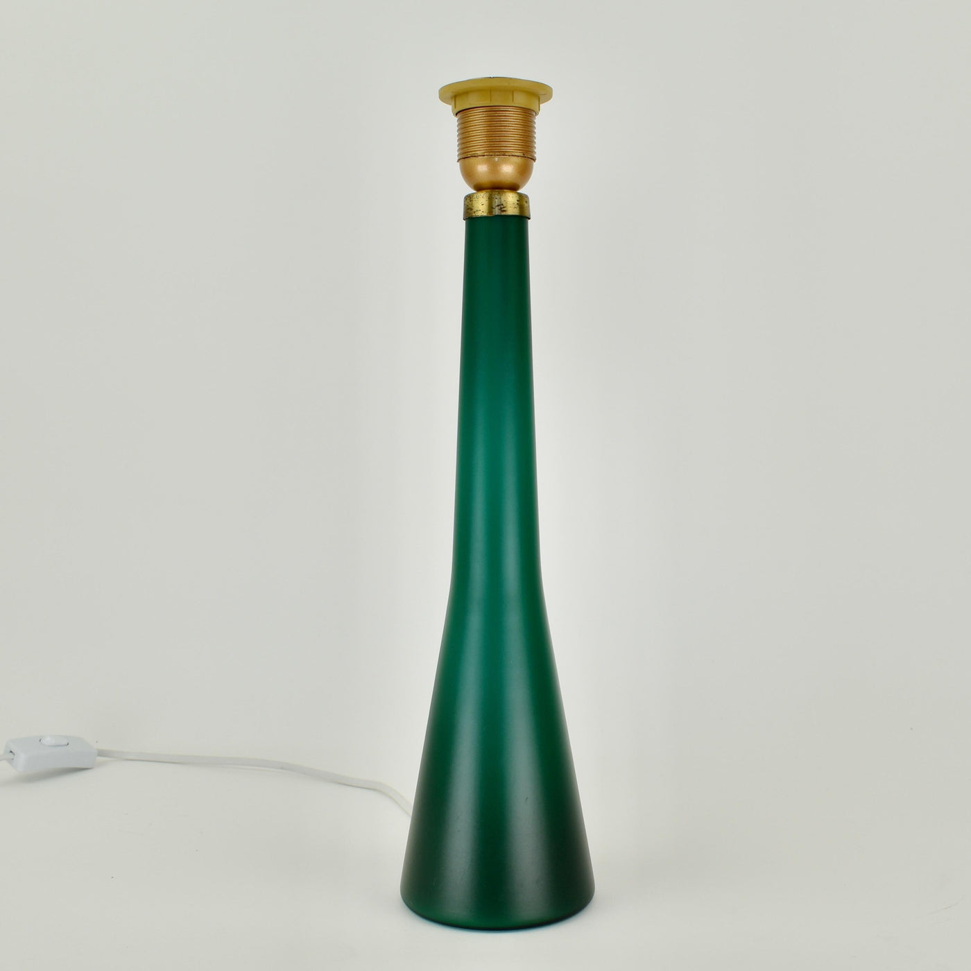 Murano Mid Century Modern Table Lamp Satined Glass Emerald Green