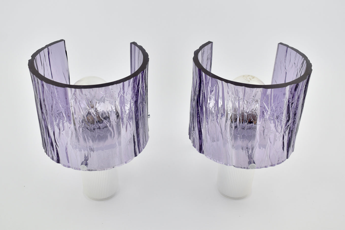 Mid Century Modern Amethyst & Silver Wall Sconces
