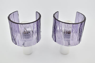 Mid Century Modern Amethyst & Silver Wall Sconces