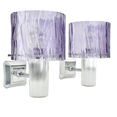 Mid Century Modern Amethyst & Silver Wall Sconces