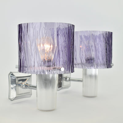 Mid Century Modern Amethyst & Silver Wall Sconces