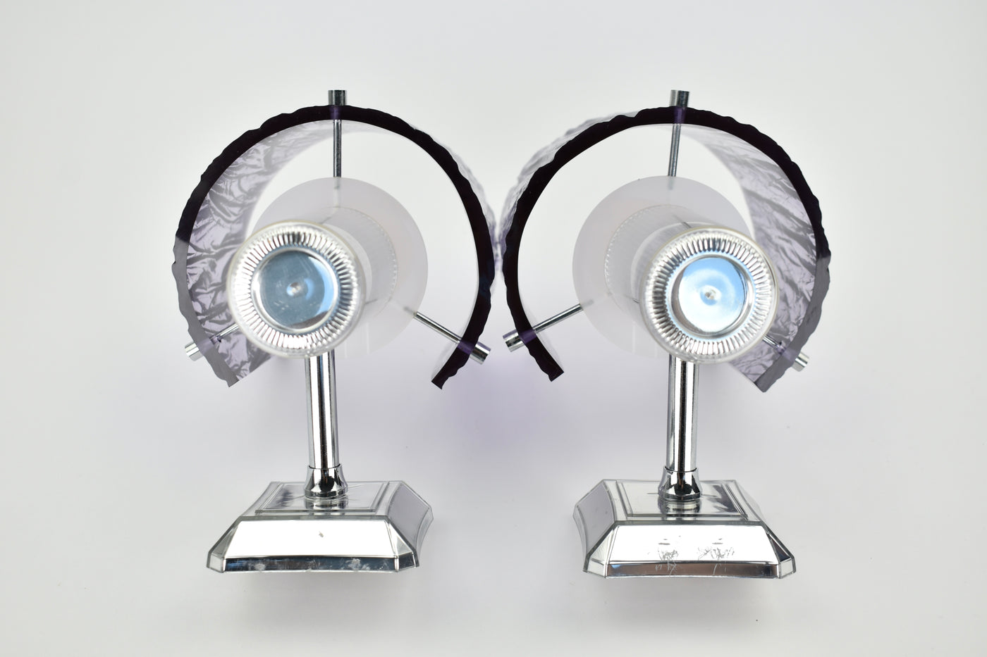 Mid Century Modern Amethyst & Silver Wall Sconces