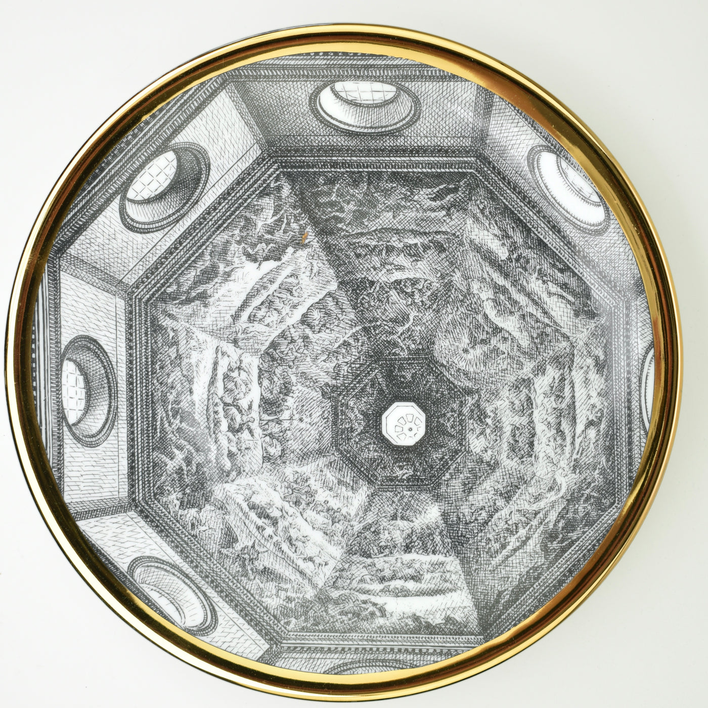 1960s Fornasetti Porcelain Plate Cupole d' Italia