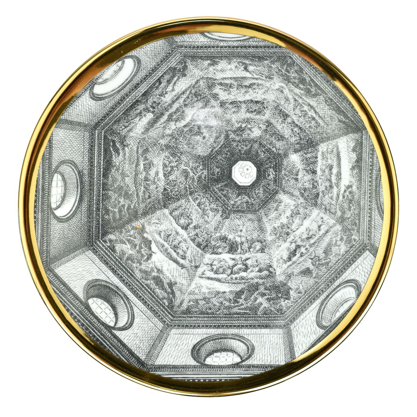 1960s Fornasetti Porcelain Plate Cupole d' Italia