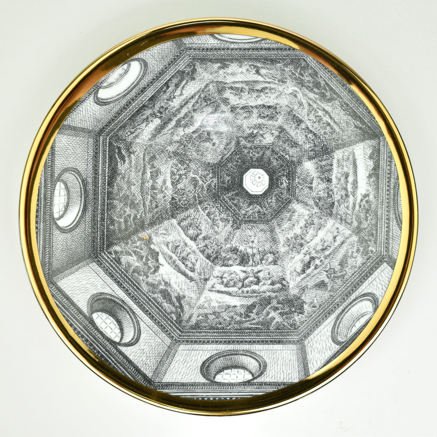 1960s Fornasetti Porcelain Plate Cupole d' Italia
