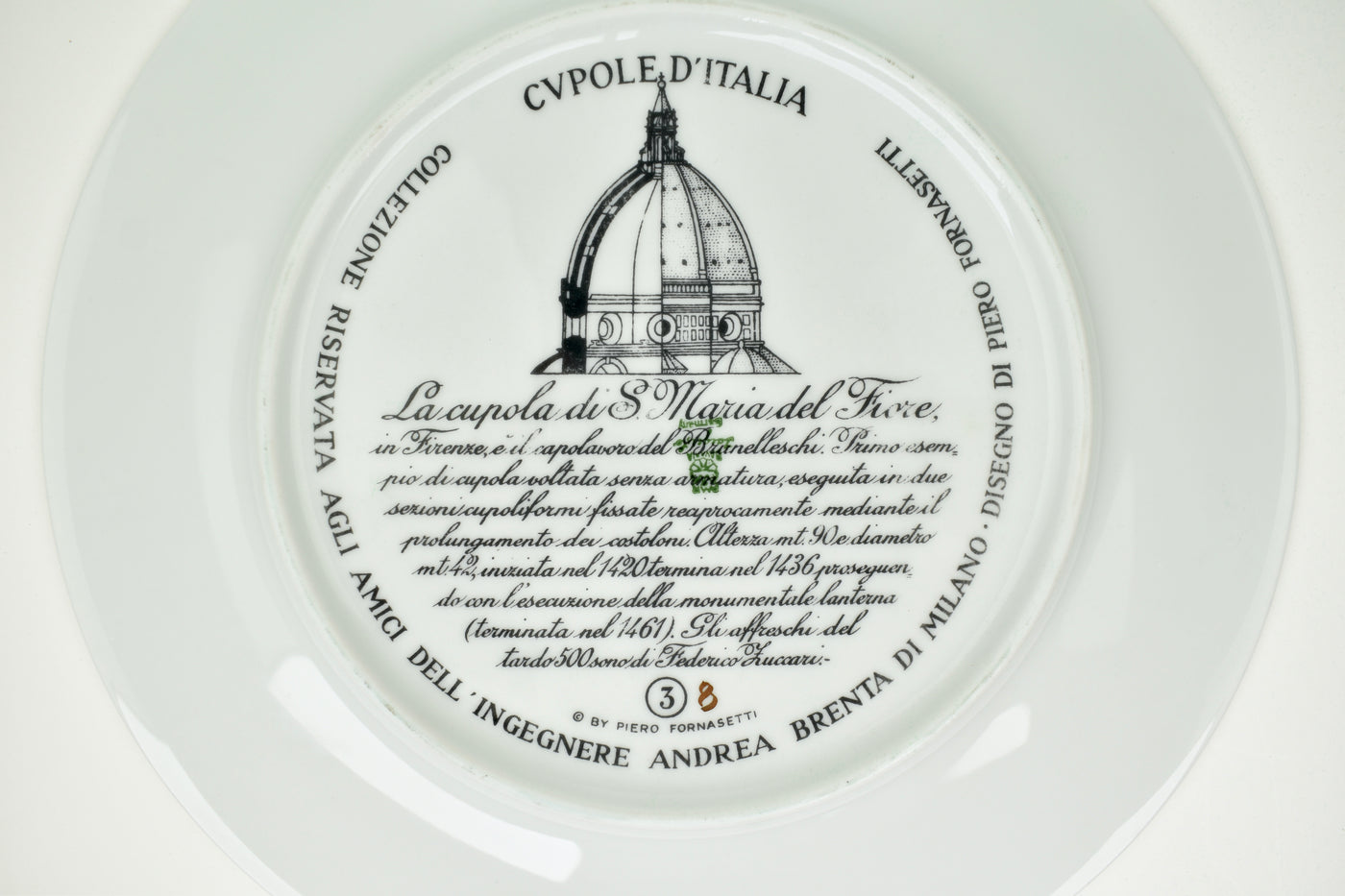 1960s Fornasetti Porcelain Plate Cupole d' Italia