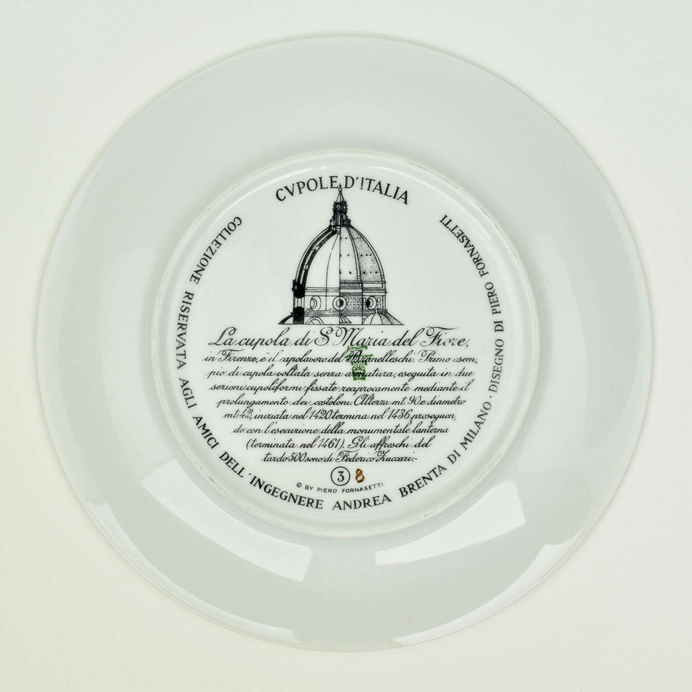 1960s Fornasetti Porcelain Plate Cupole d' Italia