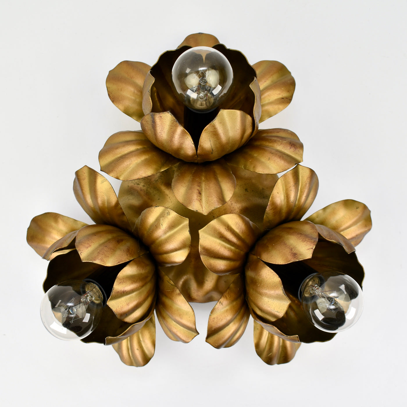 Mid Century Italian Toleware Flush Mount, 1960s