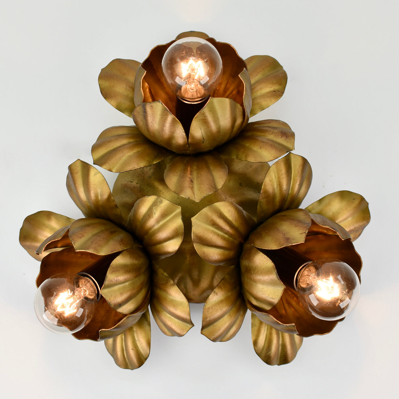 Mid Century Italian Toleware Flush Mount, 1960s