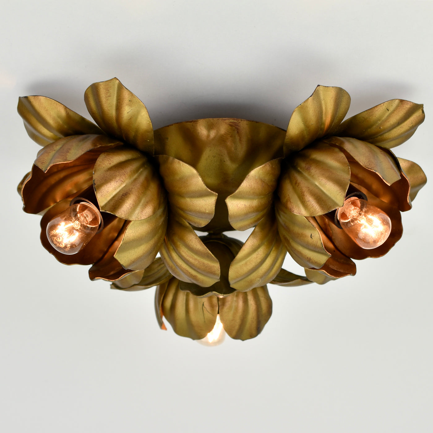 Mid Century Italian Toleware Flush Mount, 1960s