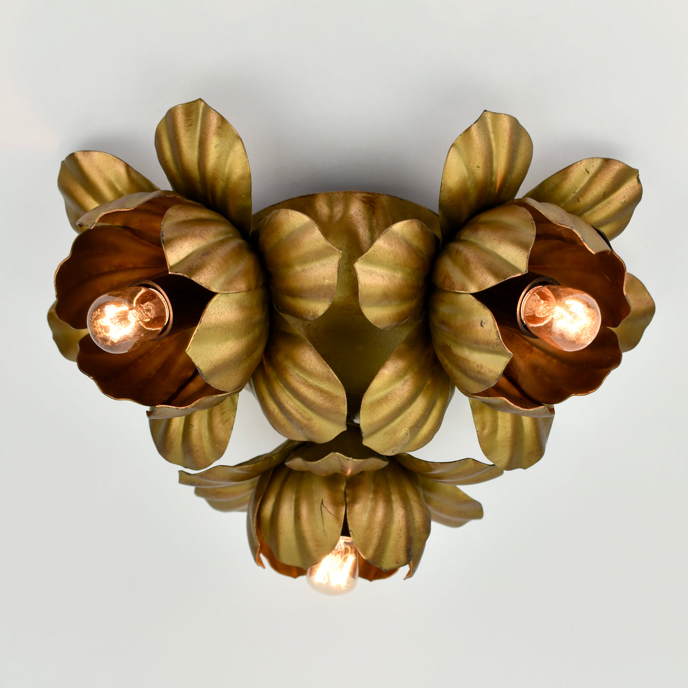 Mid Century Italian Toleware Flush Mount, 1960s