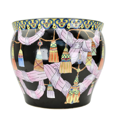 Large Mid Century Chinese Planter with Tassels