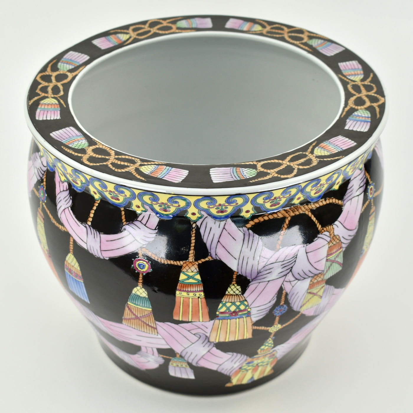 Large Mid Century Chinese Planter with Tassels