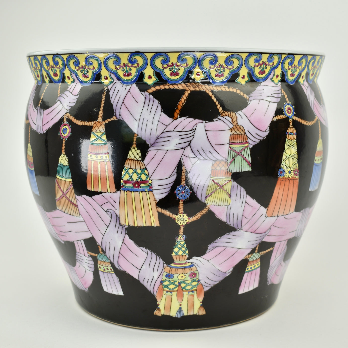 Large Mid Century Chinese Planter with Tassels