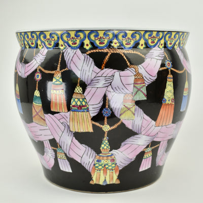 Large Mid Century Chinese Planter with Tassels