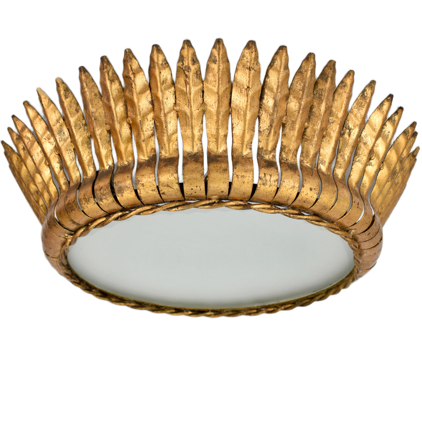 1950s Spanish gilded iron flush mount