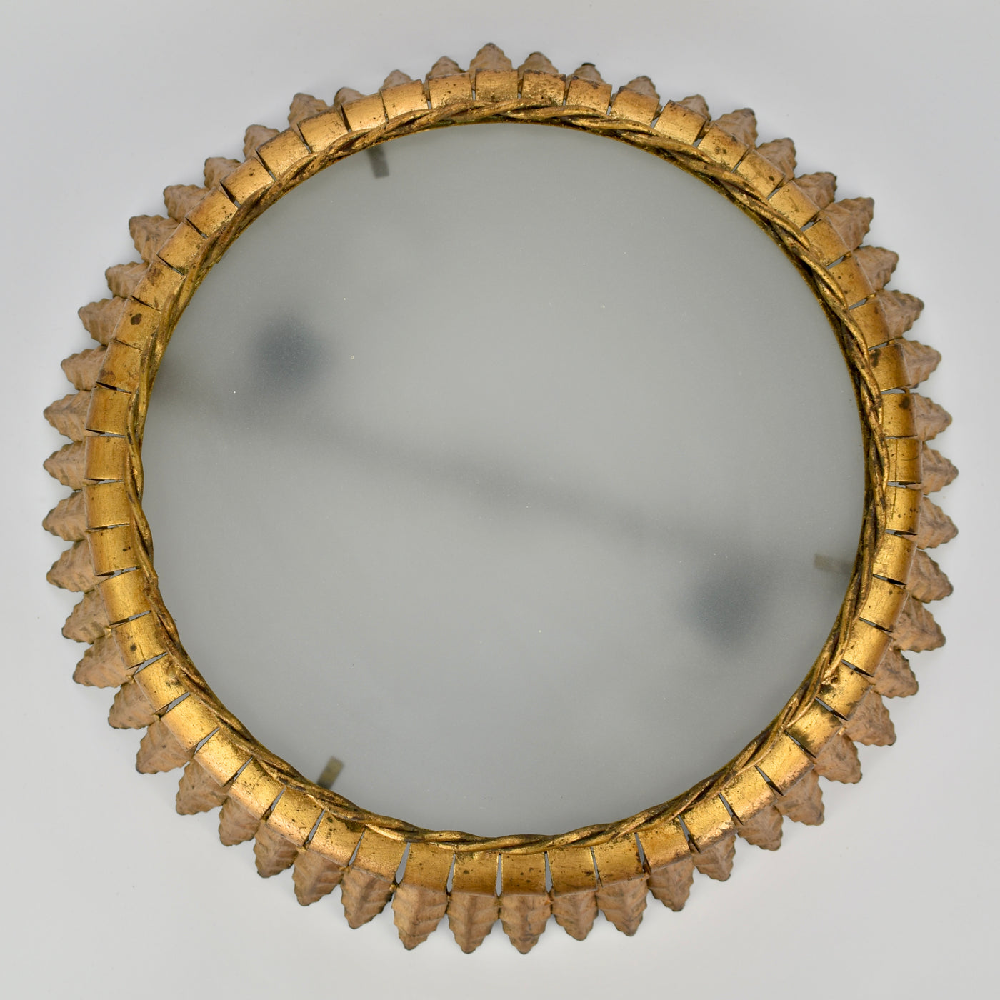 1950s Spanish gilded iron flush mount