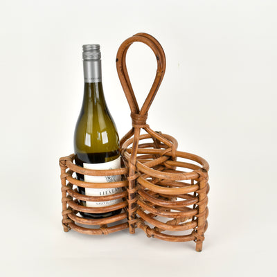 1950s Italian Rattan Bottle Caddy