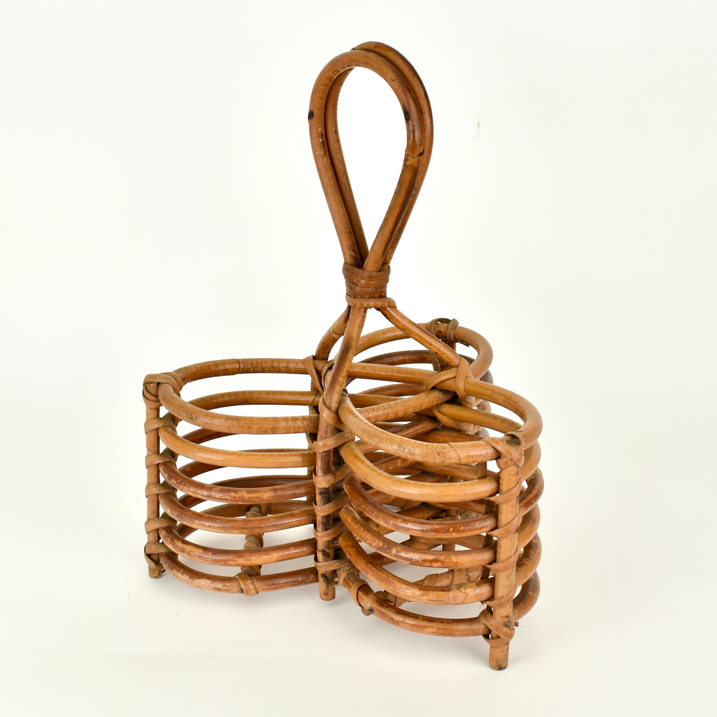 1950s Italian Rattan Bottle Caddy