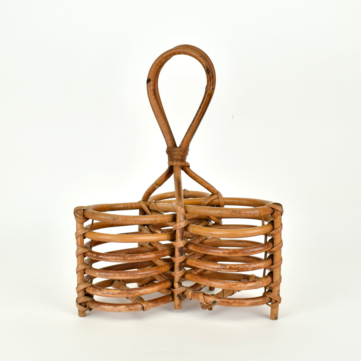 1950s Italian Rattan Bottle Caddy