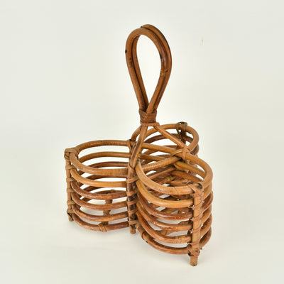 1950s Italian Rattan Bottle Caddy