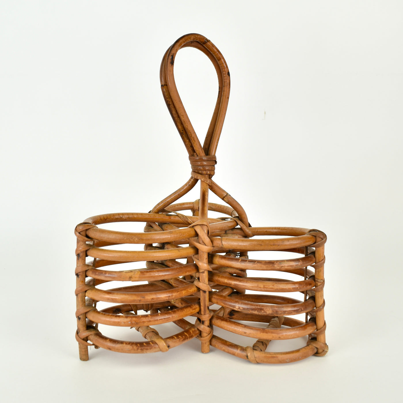 1950s Italian Rattan Bottle Caddy