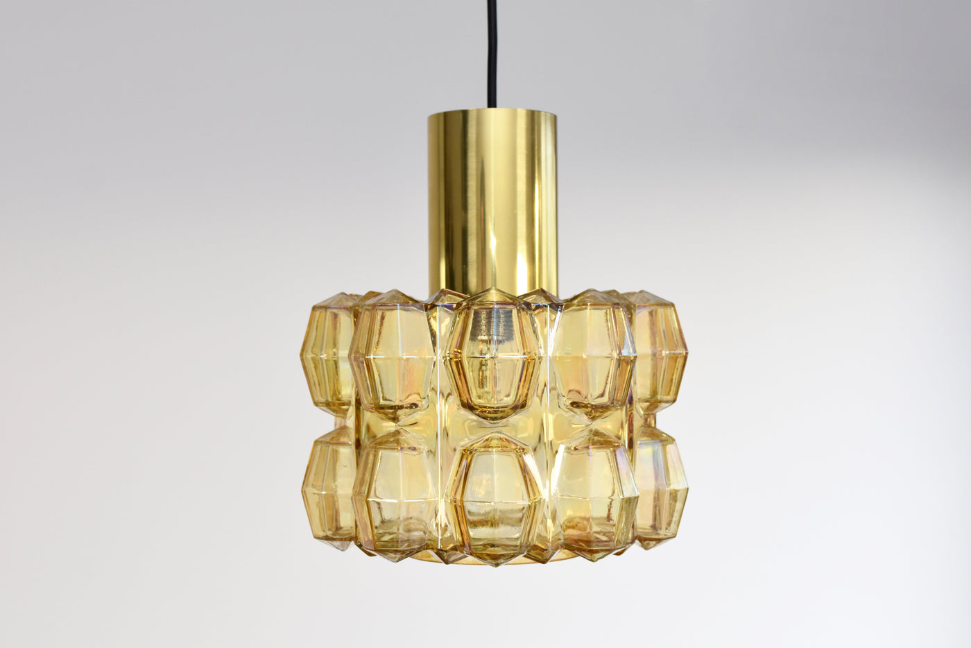 Small brass & glass table lamp by Helena Tyrell for Glashütte Limburg,  1960s